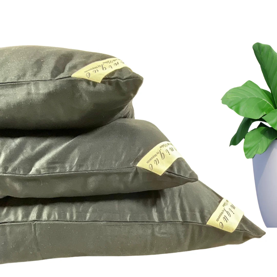 Pillow with cover | Bamboo fabric  | Black  | Wool infill