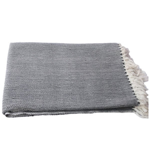 Cotton  Bed Throw | Black ,  Grey & White