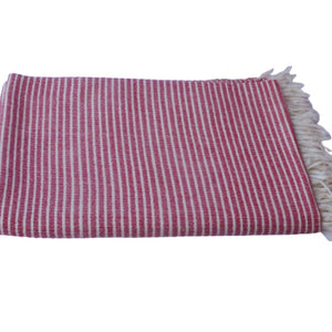 Cotton  Bed Throw  | White & Maroon