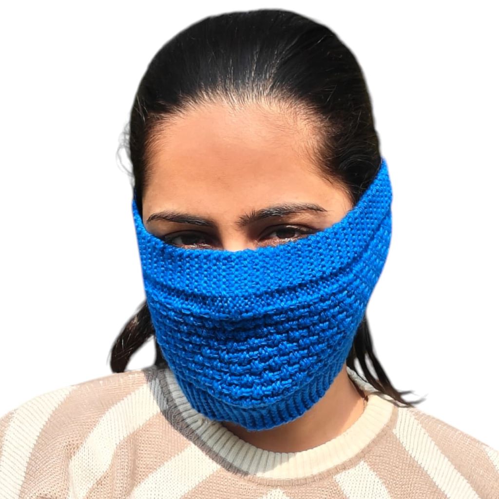 100% Wool Knit bandana – Mid Blue |