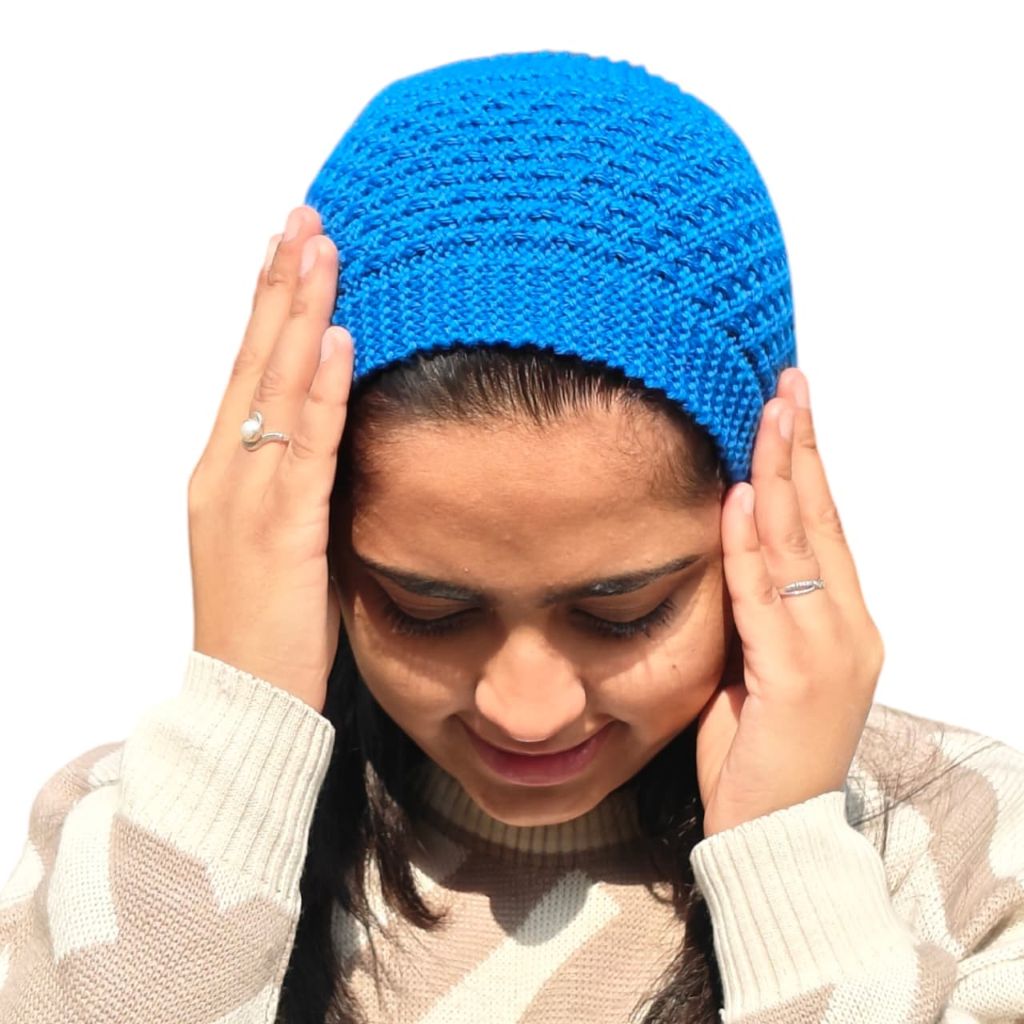 100% Wool Knit bandana – Mid Blue |