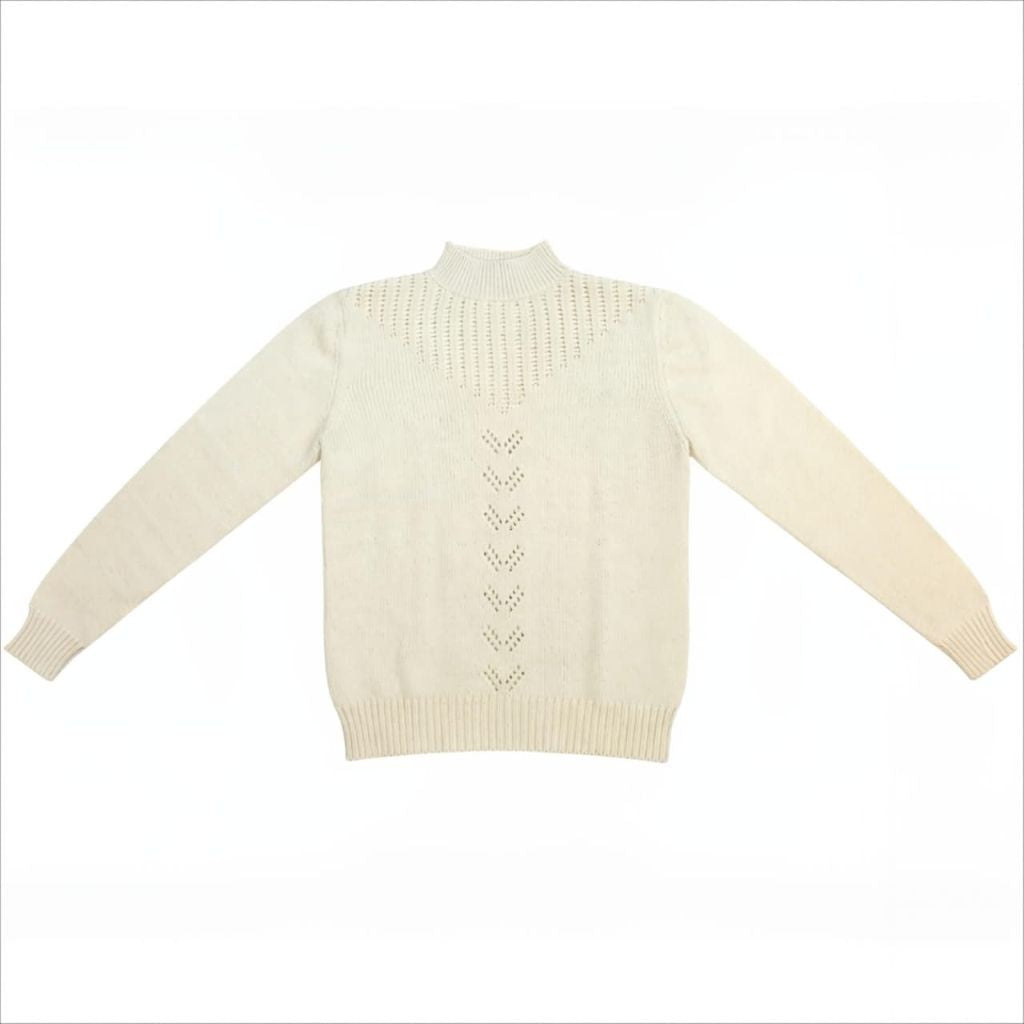100% Wool Machine Knit Sweater – Natural Color | Winter Wear