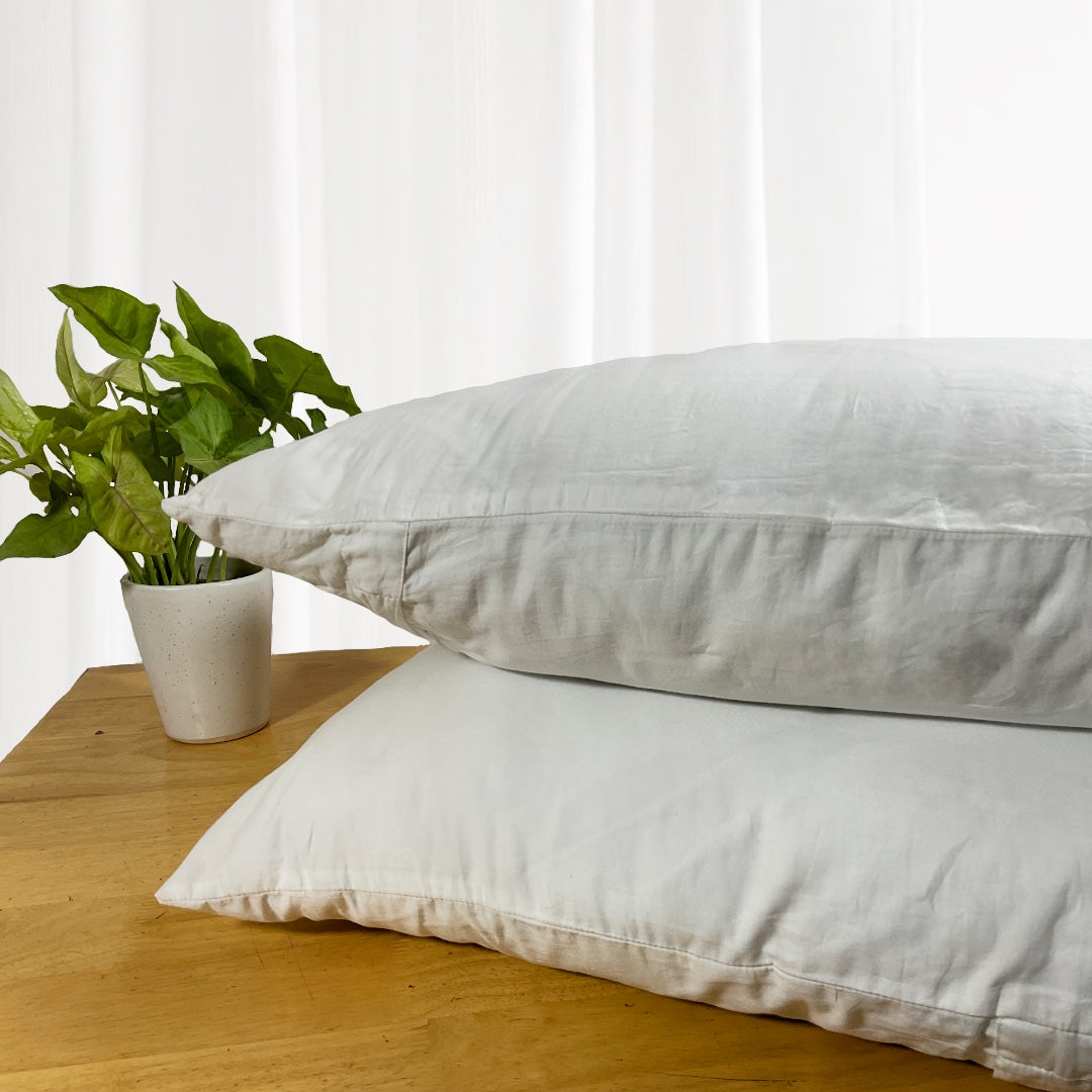Bamboo  Pillow with  Wool Infill | Color Queen Off-White Off- White | Material Bamboo Fabric and Wool Infill 