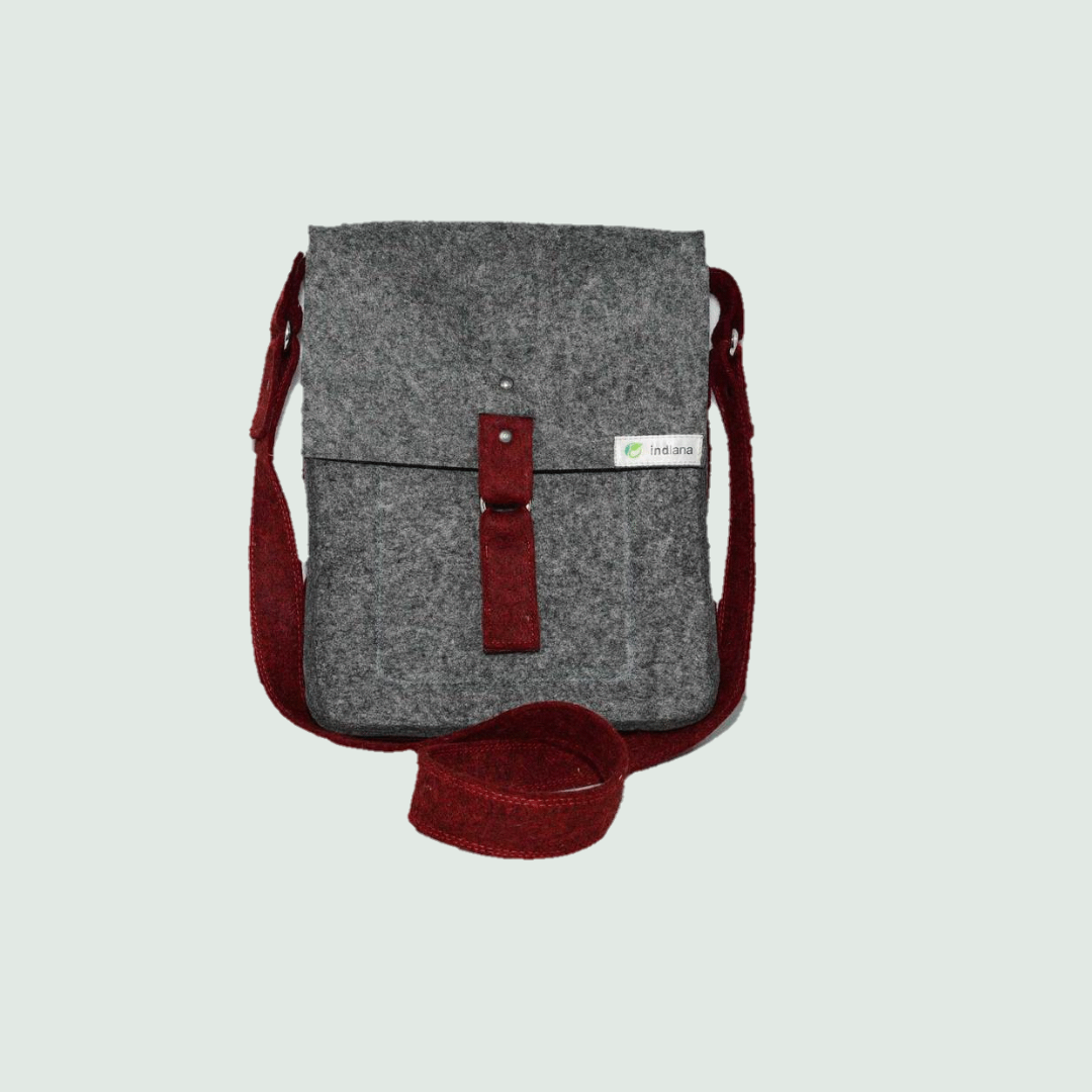 Red-Grey Laptop Bag - Front View