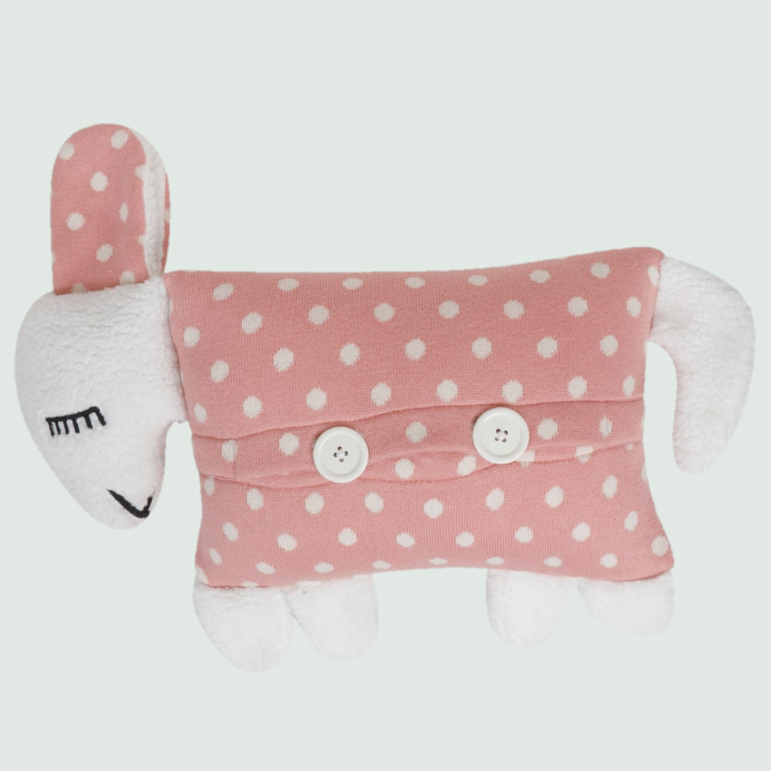 Blossom Sheep Hand Knitted Cushion with Cover for Baby - Side View