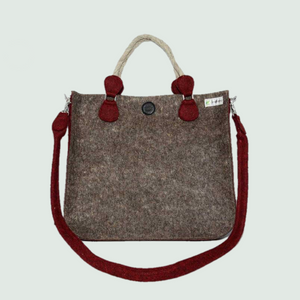 Wine-Red-Grey-Organic-wool-felt-Tote-Bag