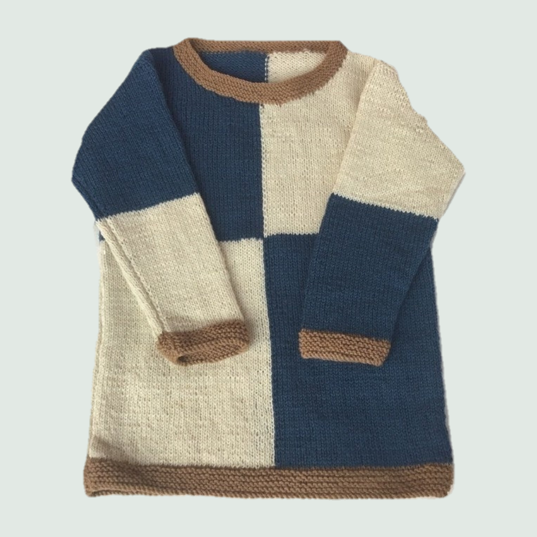 White-Blue Woollen Pullover | Unisex - Front View