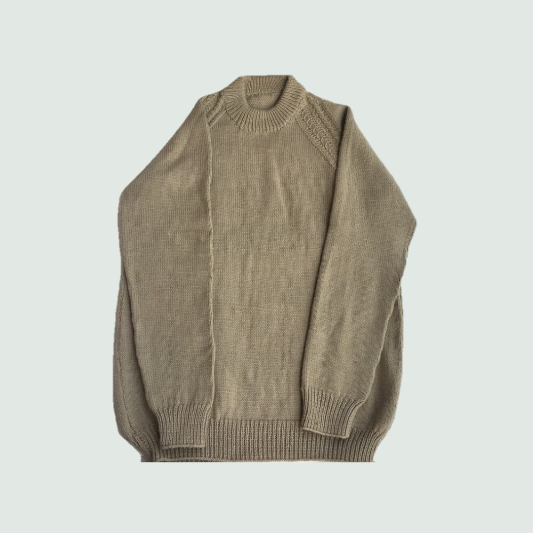 Pullover Round Neck -Beige | For Men | 100% Organic Wool - Mojopanda Organic  Store