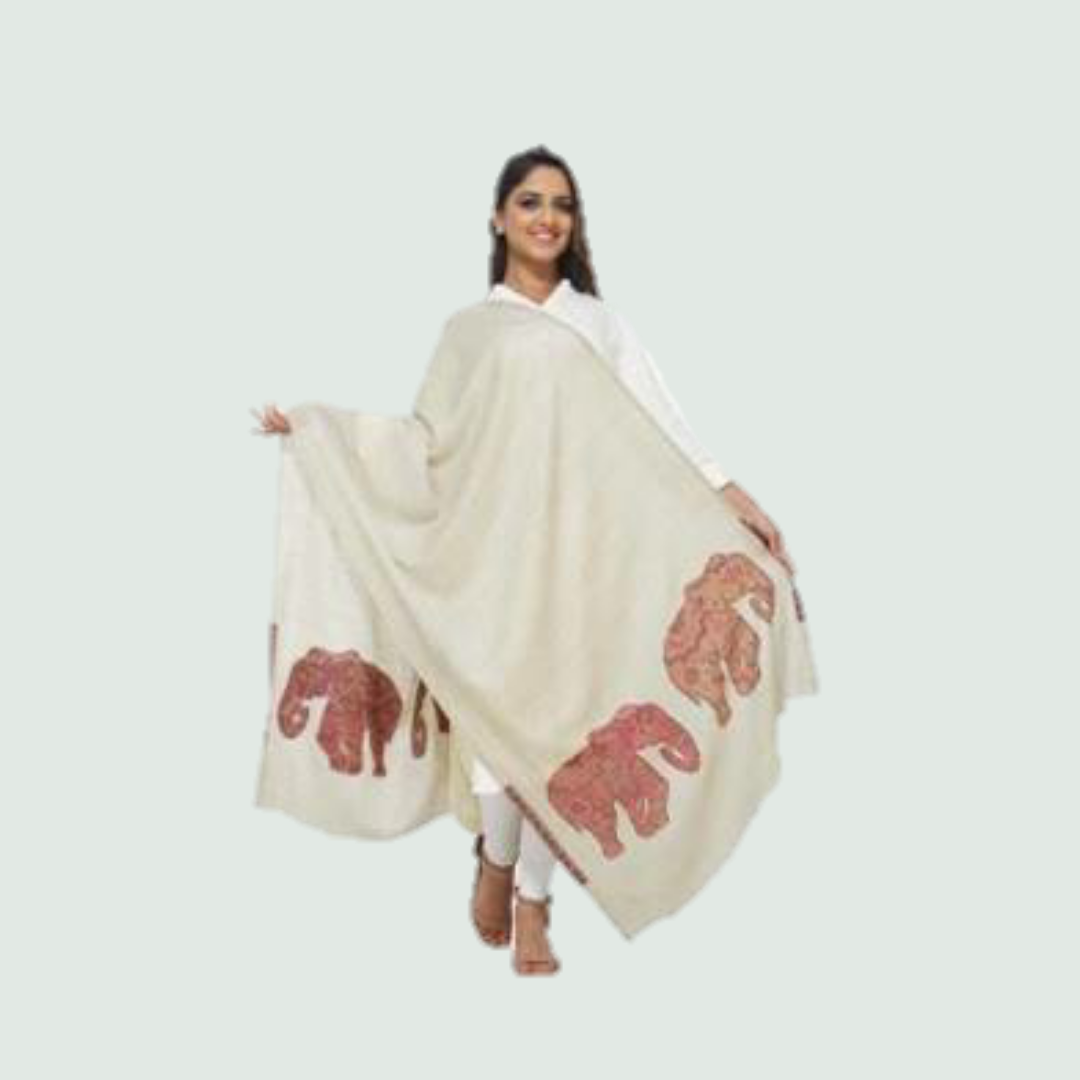 Elephant Print Stole/Shawl - Front View