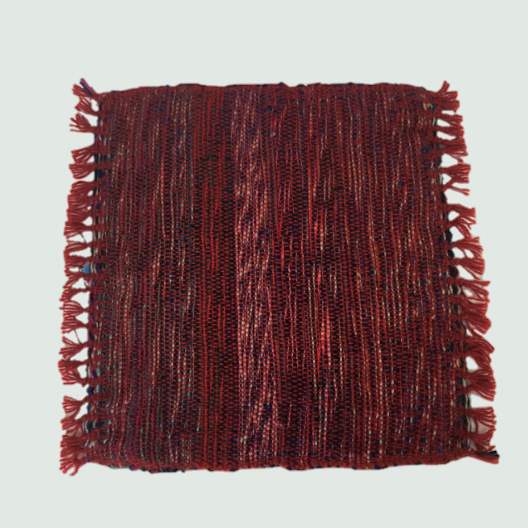 Burgundy Floor Mat | Hand Loom - Front View