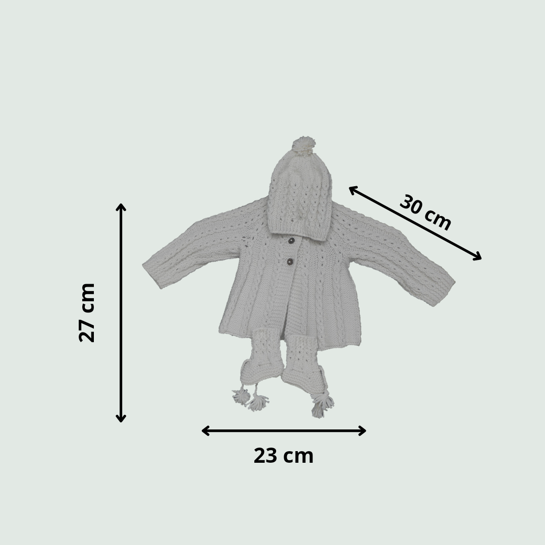 Woolen Hand Knit Baby Cardigan I 100% Organic Yarn