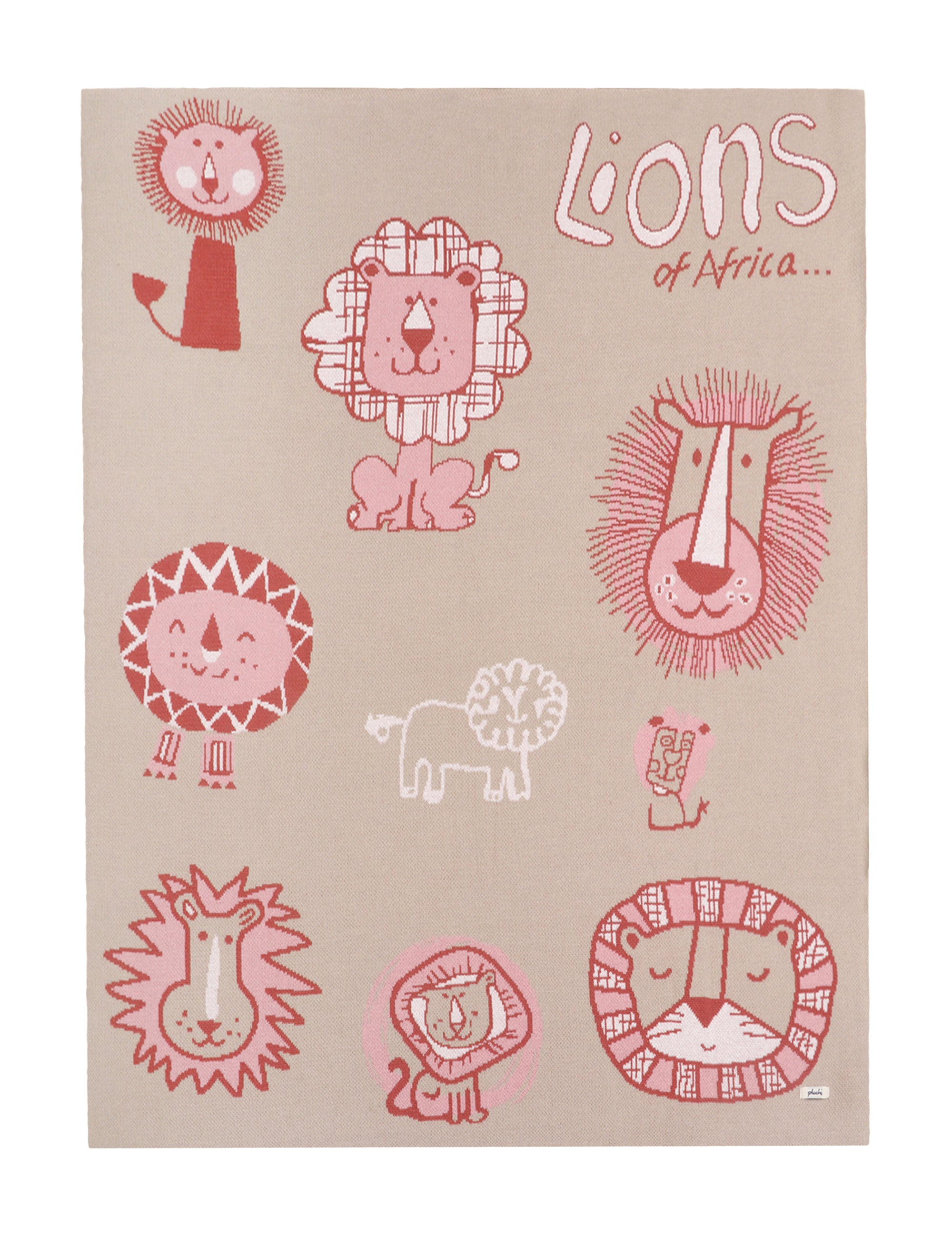 Lions of Africa Knitted AC Blanket/Quilt for Baby - Magnified image of fabric