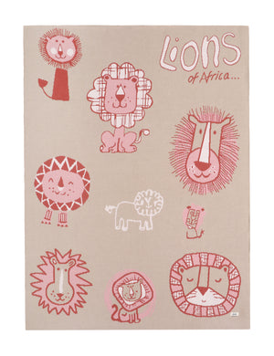 Lions of Africa Knitted AC Blanket/Quilt for Baby - Magnified image of fabric