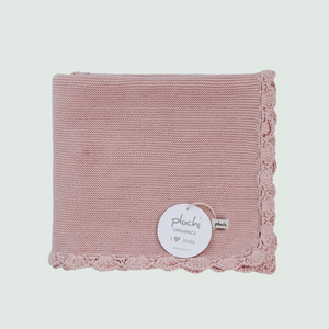 Baby Pink Knitted AC Blanket/Quilt for Baby - Front View