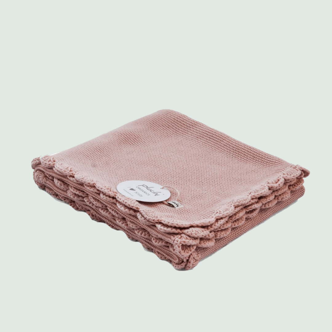 Baby Pink Knitted AC Blanket/Quilt for Baby - Side View