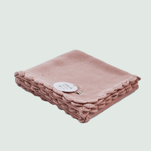 Baby Pink Knitted AC Blanket/Quilt for Baby - Side View