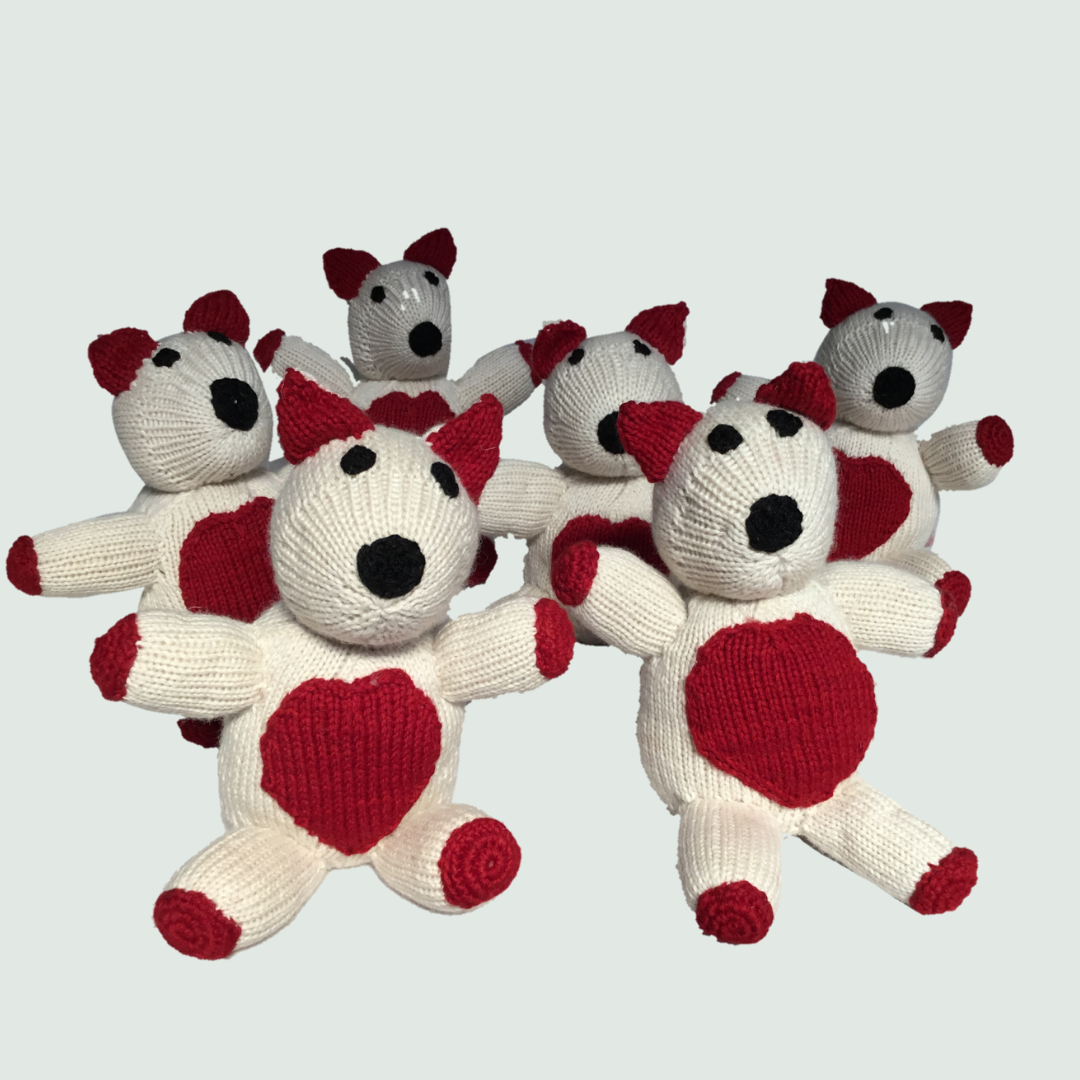 Teddy Bear Hand Knitted Stuffed/Plush/Soft Toy  - Front View