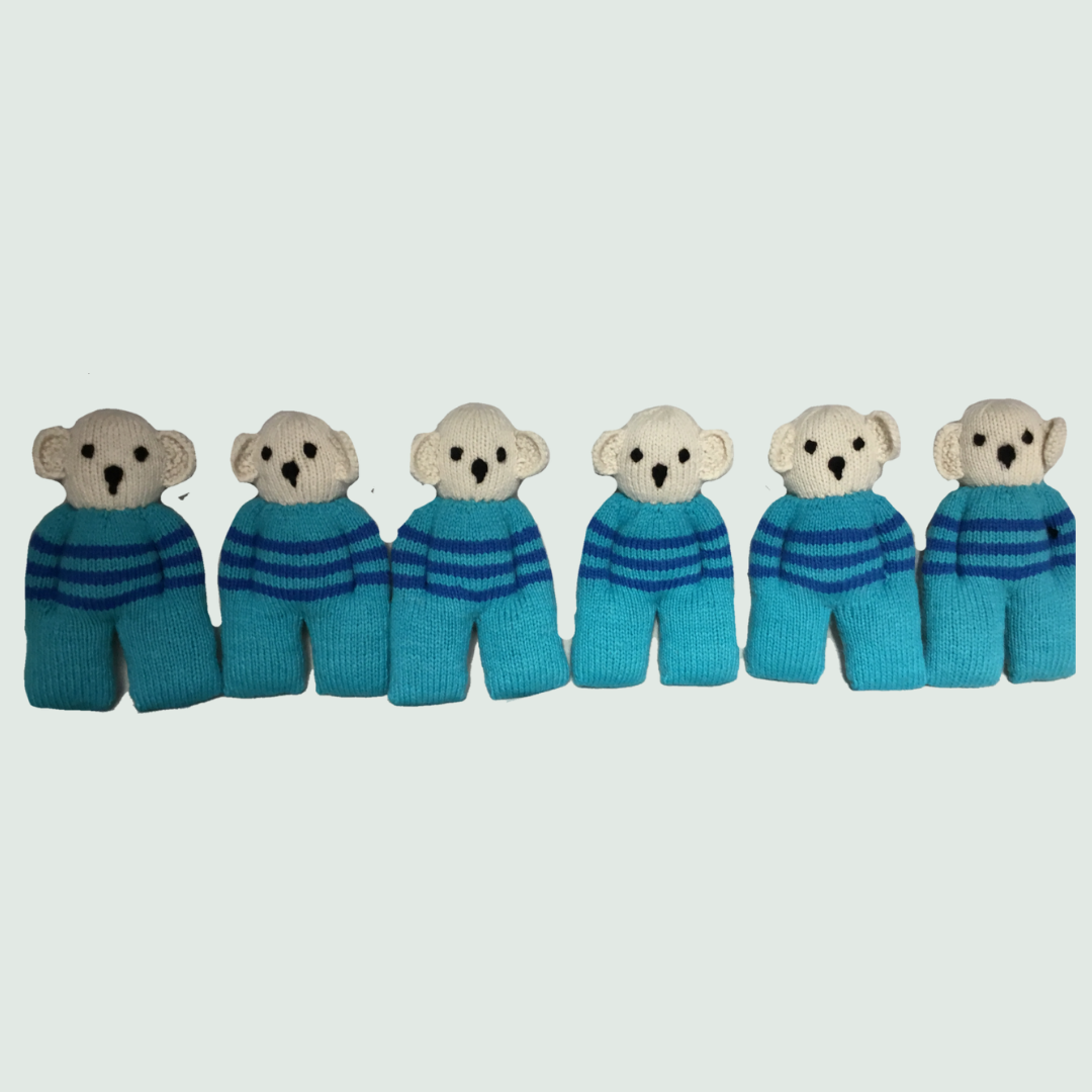 Cute Bear Hand Knitted Stuffed/Plush/Soft Toy - Front View