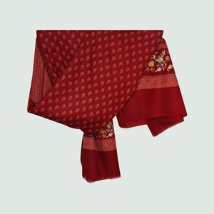 Maroon Odhni With Embroidered Floral Motifs | Stoles & Shawls - Front View