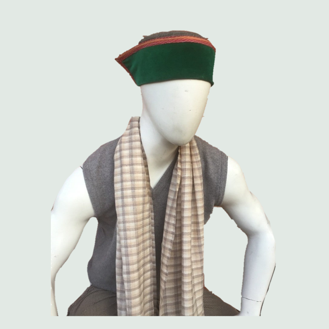 Red Check Stole for Men - Front View