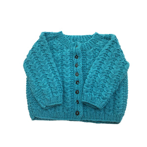 Cardigan Easter Blue  |  for Girl and Baby  Boy 100% Organic Wool | Size-18 Month