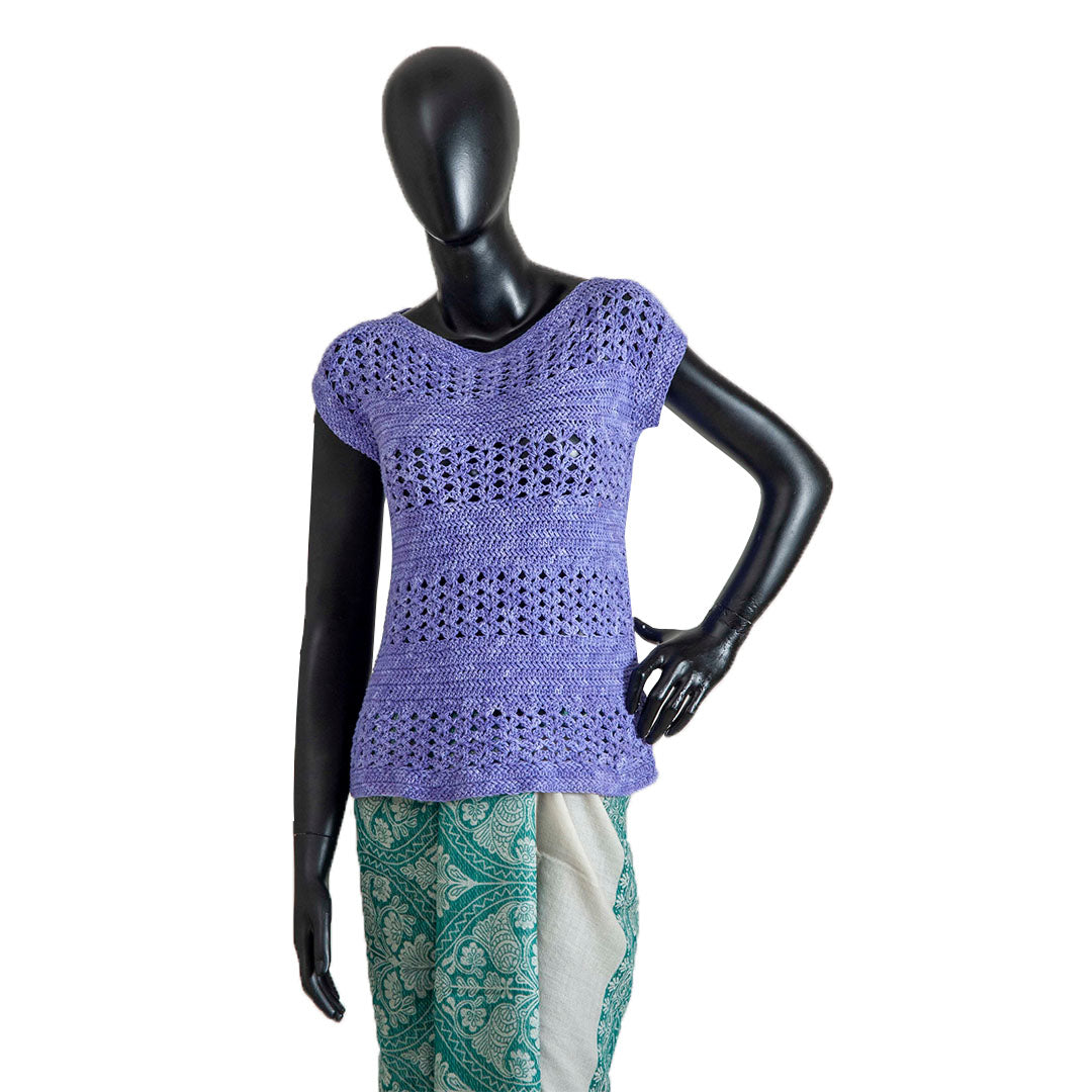 Organic Cotton  |  Top- Crochet |  Purple