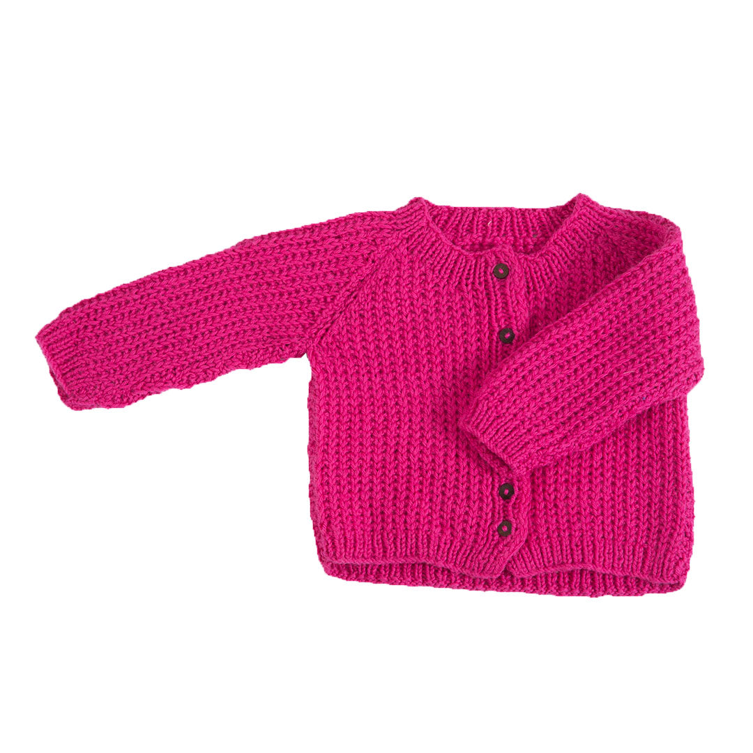 Cardigan Fuchsia Fedora | 100% Organic Wool | For Women | Size- 12 Month