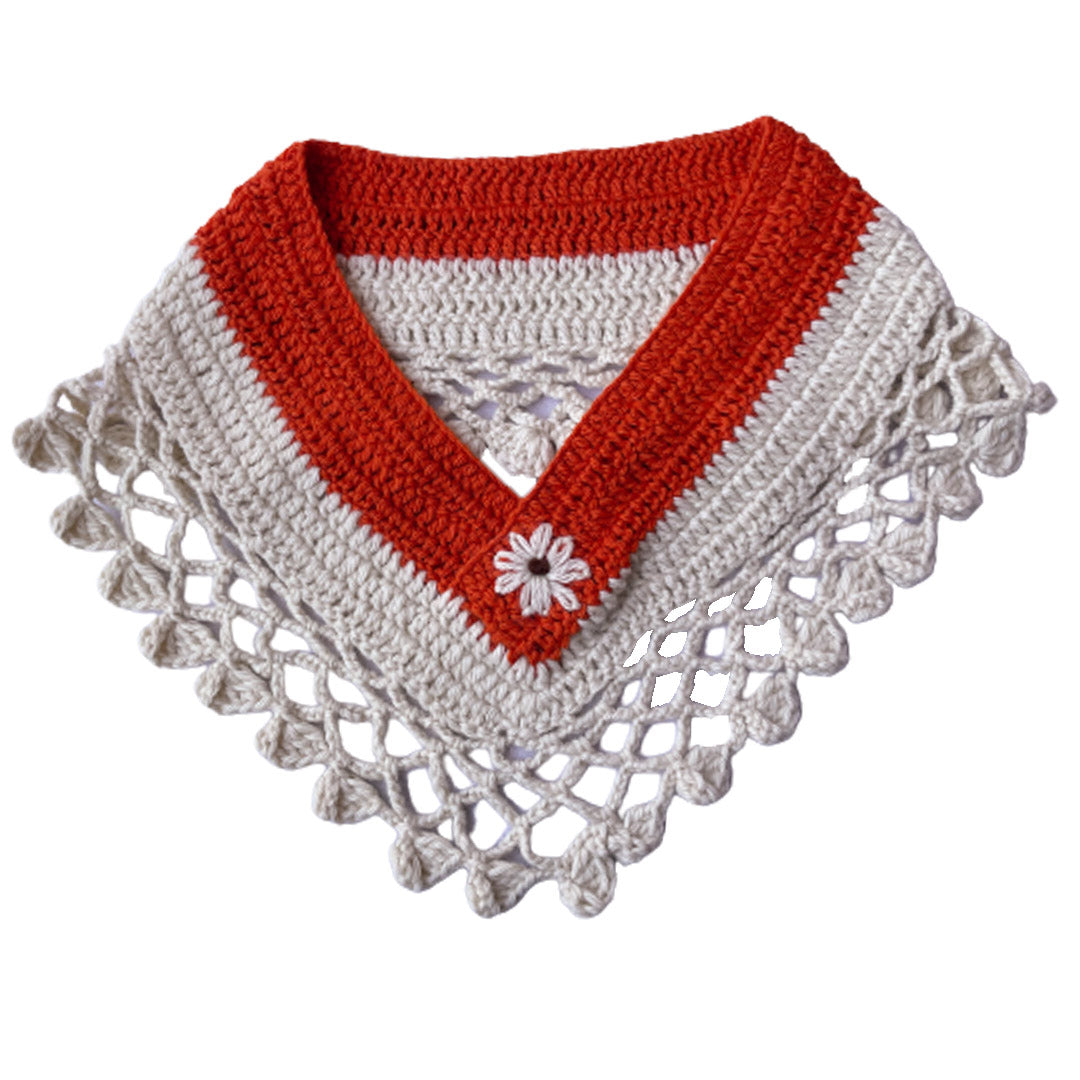 Neck  Warmers & Mufflers  |  Crochet  |  White & Orange    |  For Women  |  100% Premium  Wool