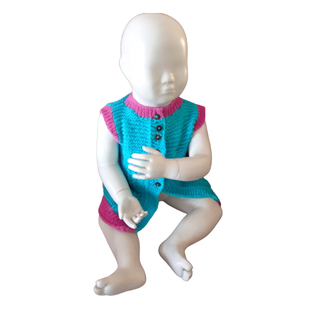 Frock Easter Blue & Pink   | 100% Organic Wool