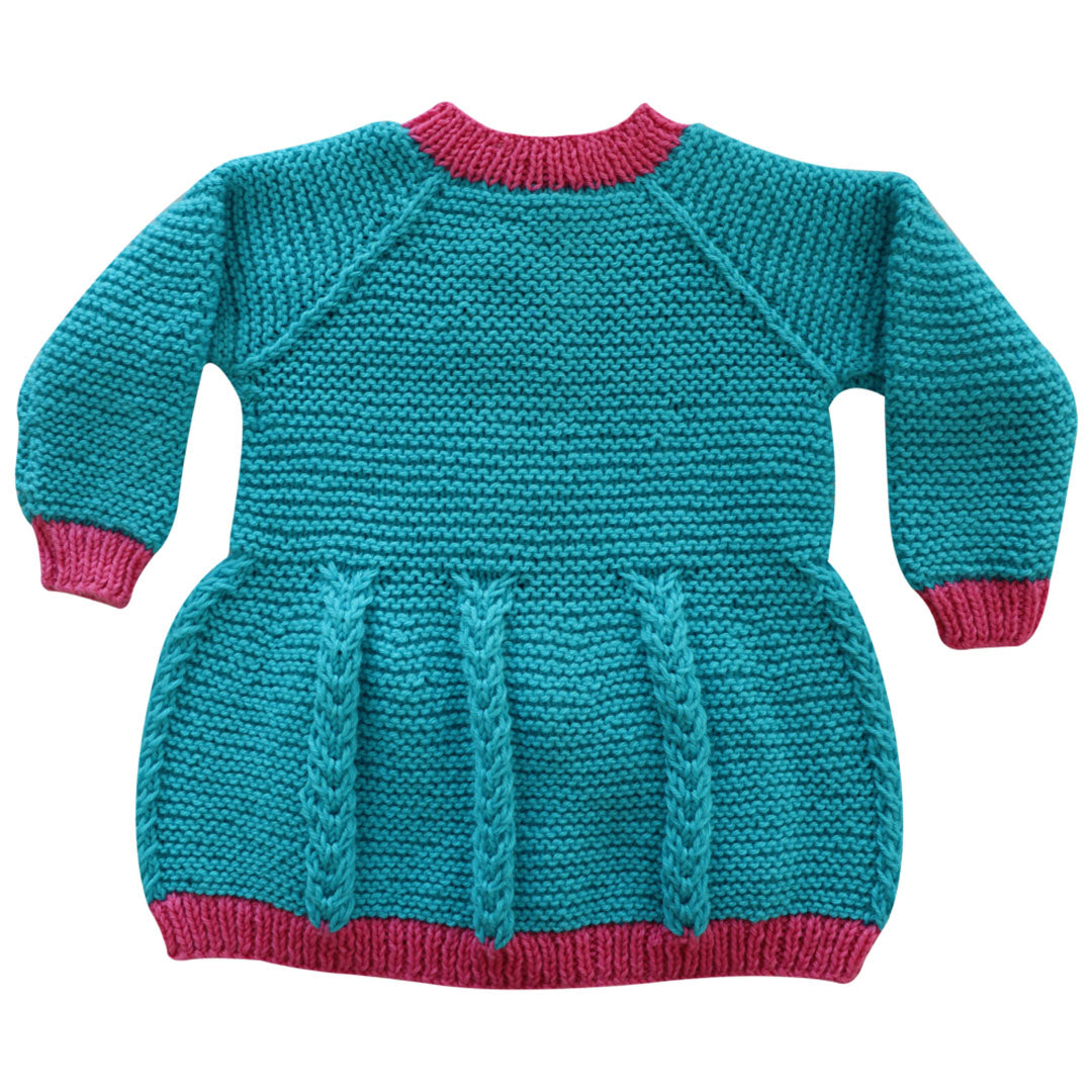 Organic Wool  |  Frock   | Easter Blue &, Pink