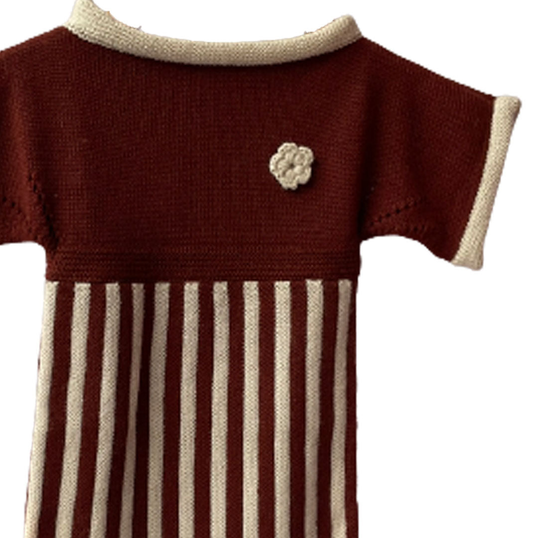 Frock Red Wine & White  | For Baby Girl | 100% Organic Wool