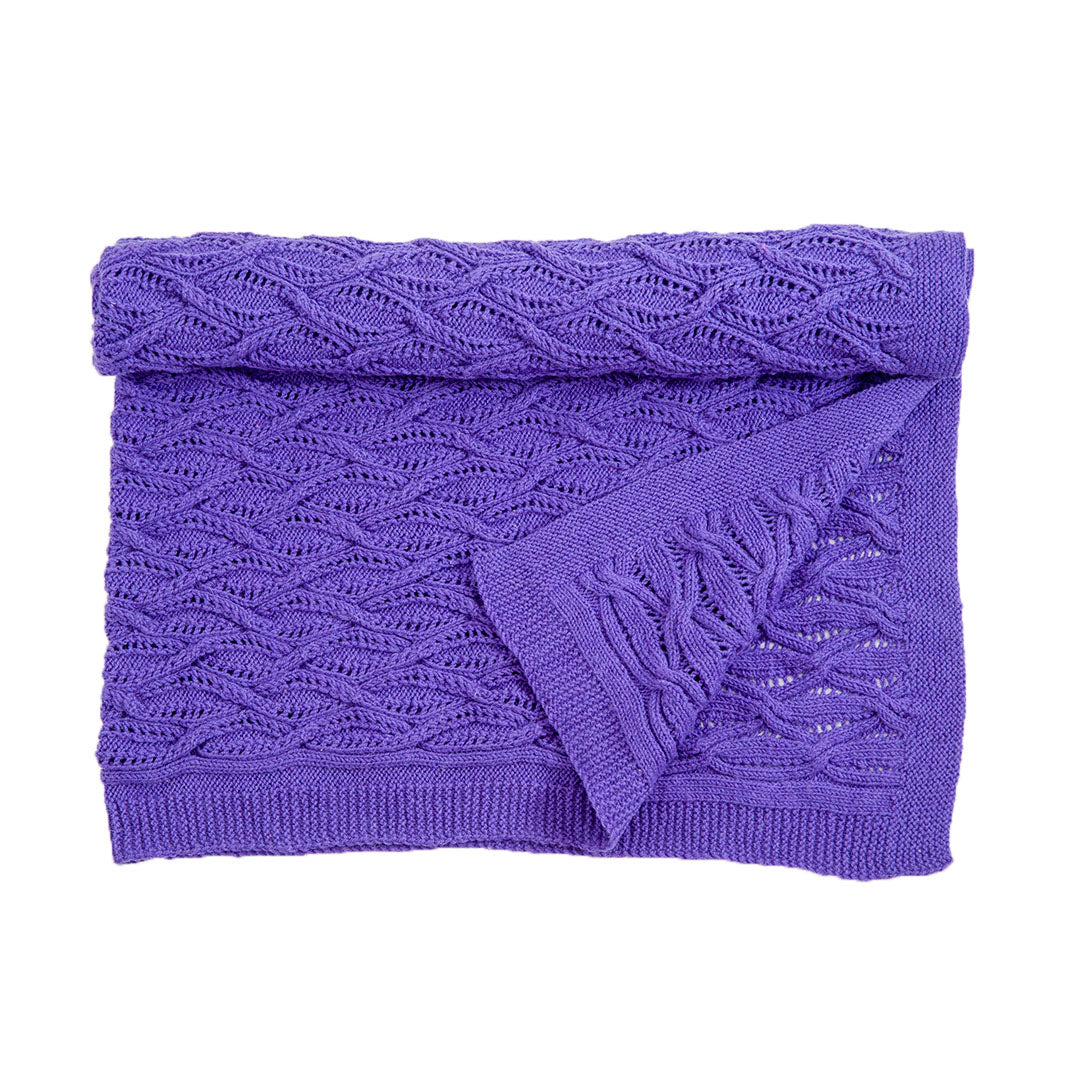 Baby Blanket Hand Knit ( Bunny Lace Design ) | 100% Wool