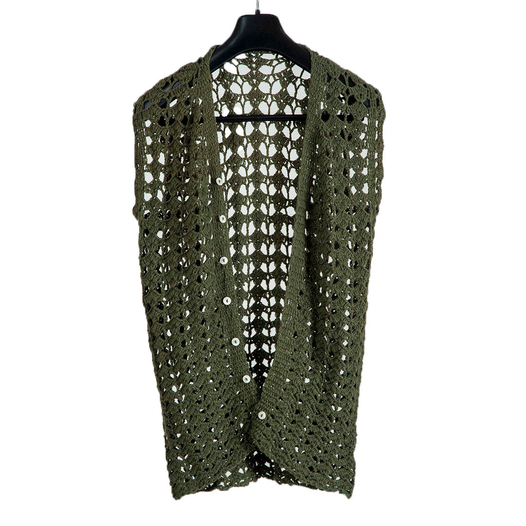 Organic Wool |   Cardigan Crochet |  Olive Green