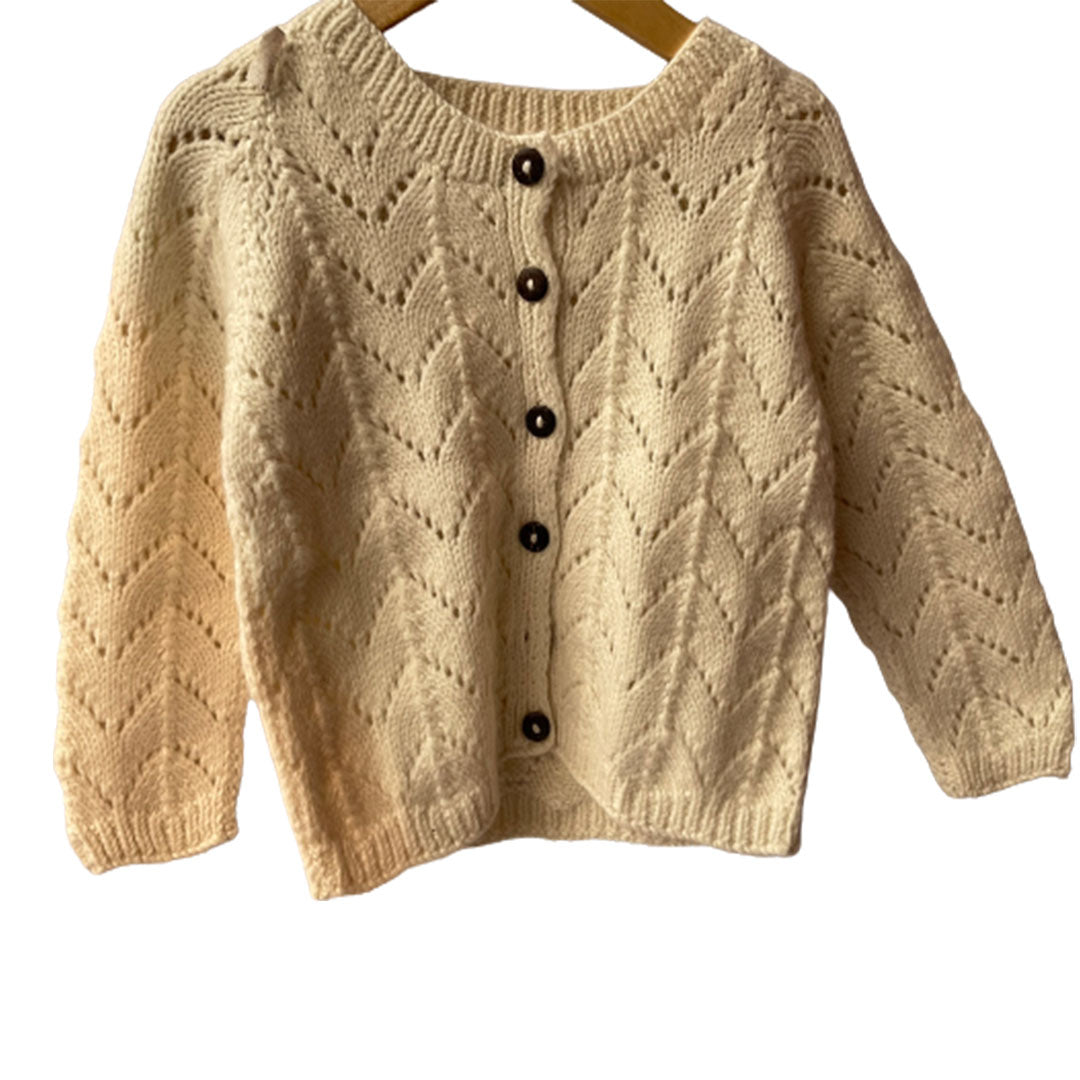 Cardigan Ivory  | For Girl & Boy | 100% Organic Wool