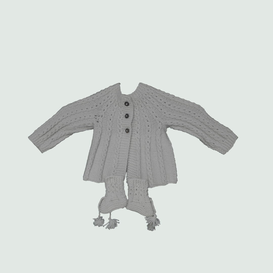 Woolen Hand Knit Baby Cardigan I 100% Organic Yarn