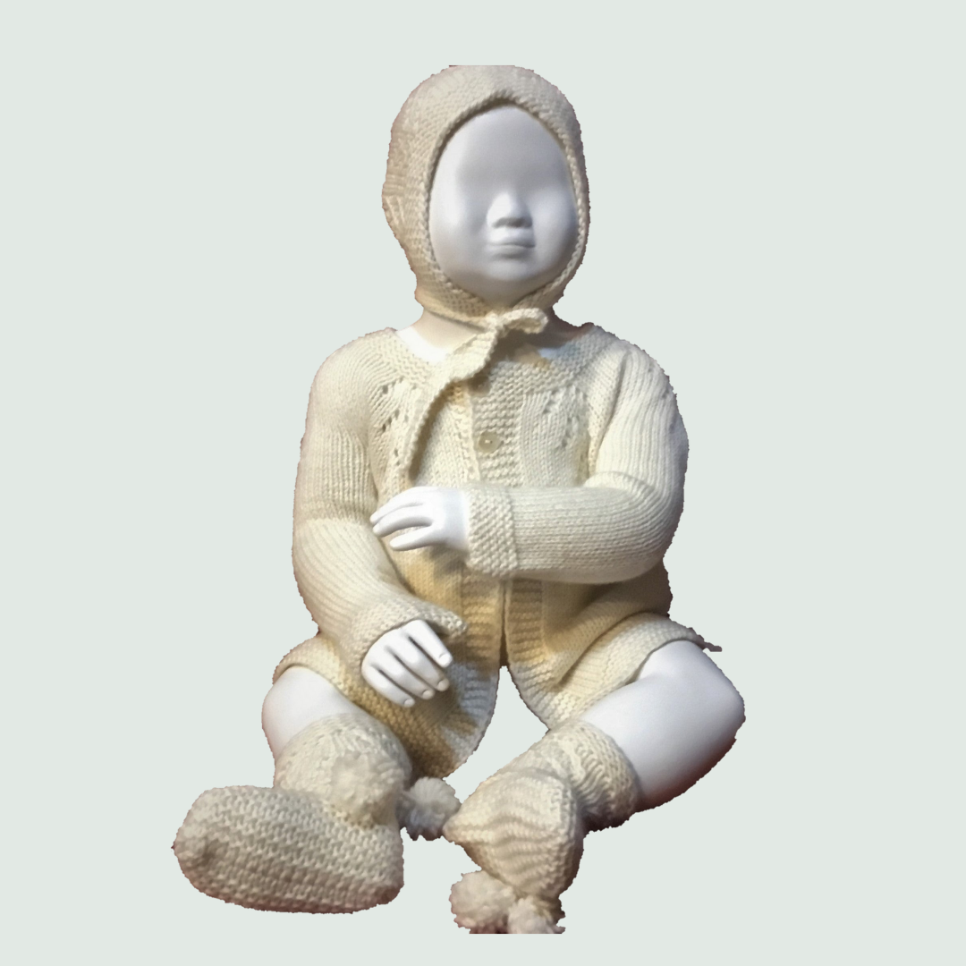 Creamy Cardigan-Set for Babies - Front View