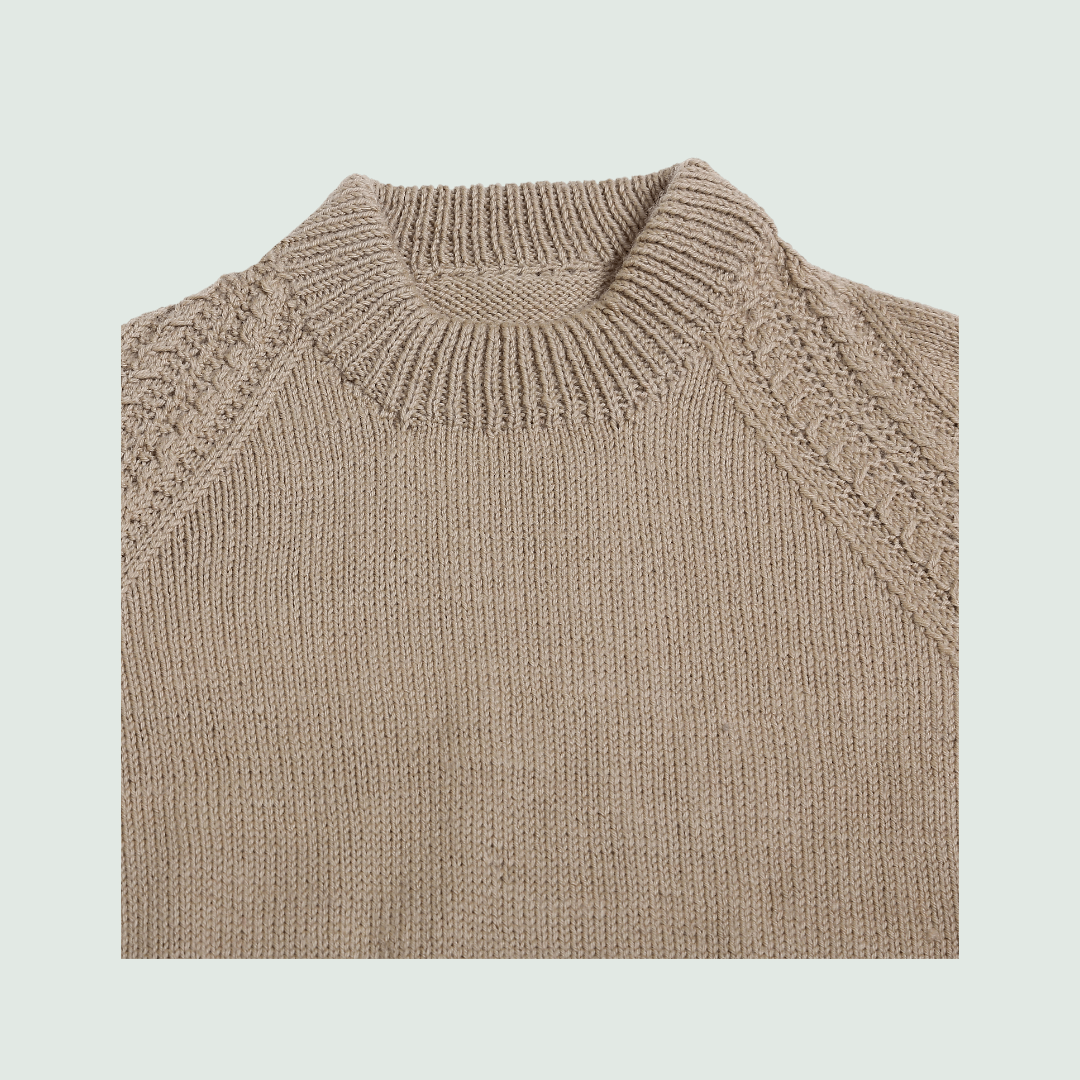Pullover Round Neck -Beige | For Men | 100% Organic Wool - Mojopanda Organic  Store