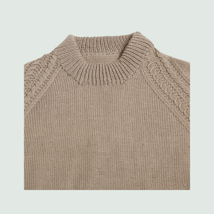 Pullover Round Neck -Beige | For Men | 100% Organic Wool - Mojopanda Organic  Store