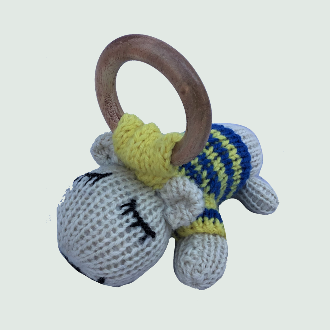 Hippo Ring Rattler I Stuffed/Plush/Soft Toy | 100% Organic | Health-Pro