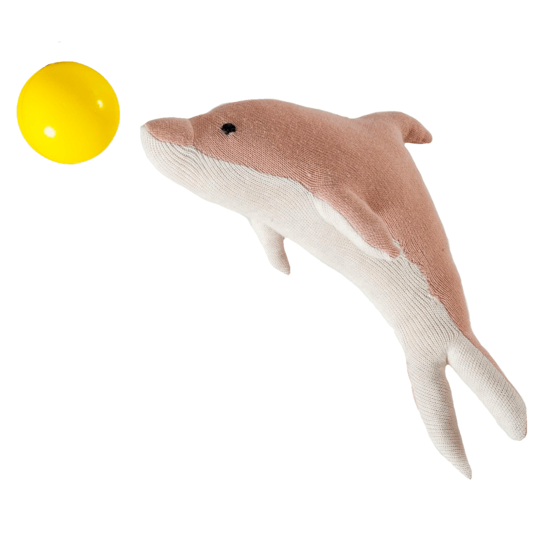 Dolphin Machine Knitted White & Pink Stuffed Baby /Plush/Soft Toy | 100% Premium Cotton