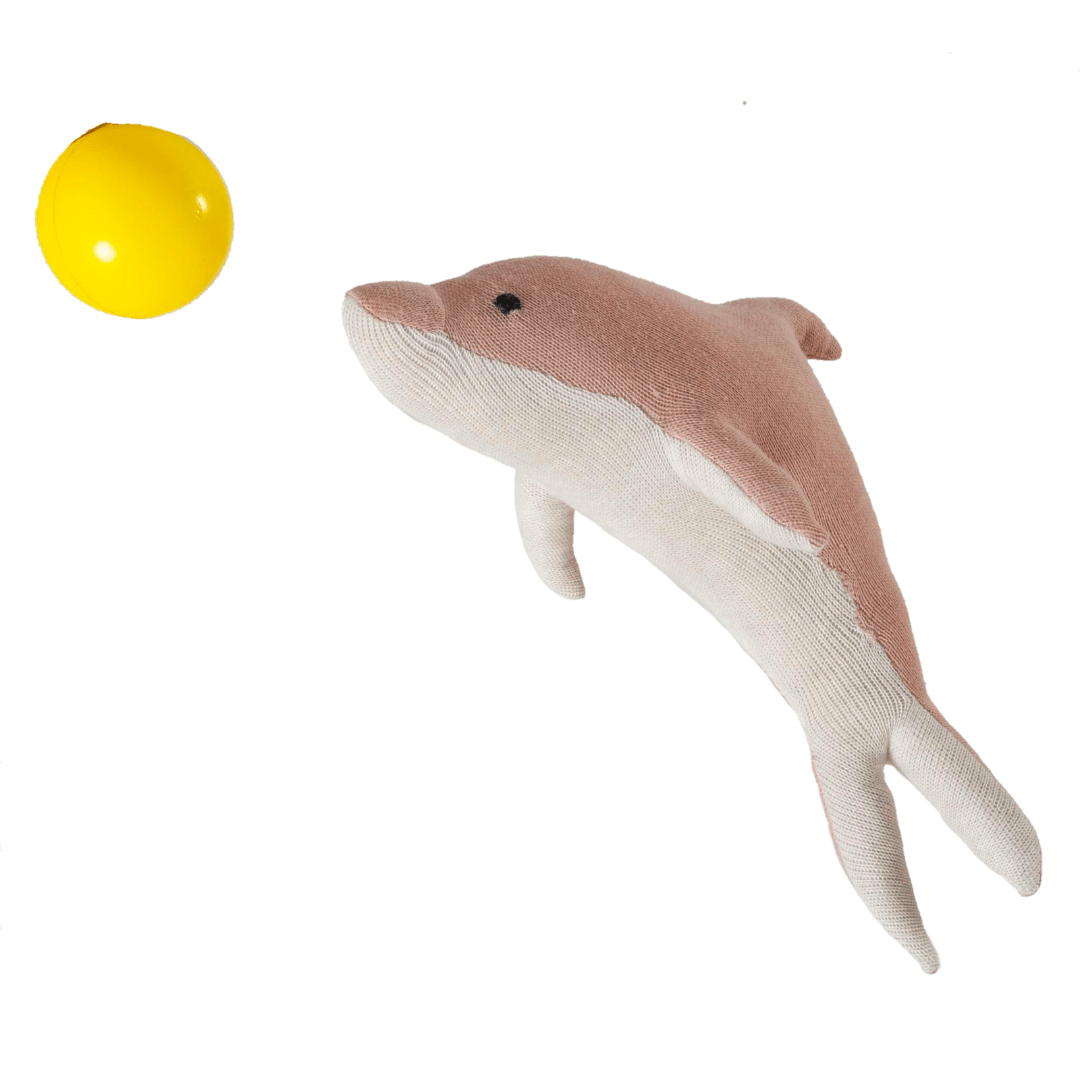 Dolphin Machine Knitted White & Pink Stuffed Baby /Plush/Soft Toy | 100% Premium Cotton