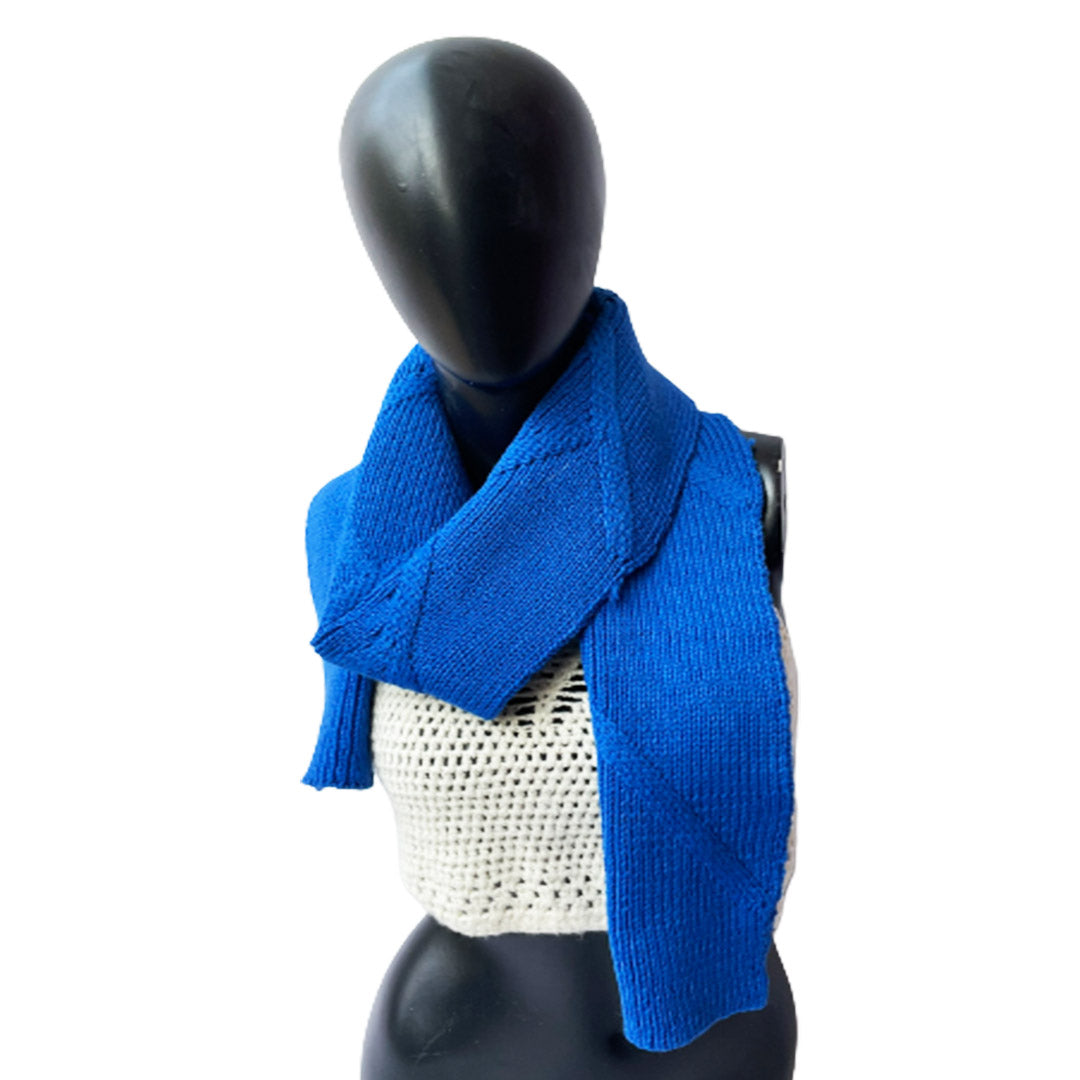 Mufflers & Neck Warmer | Mid Blue | 100% Premium Wool | For Women