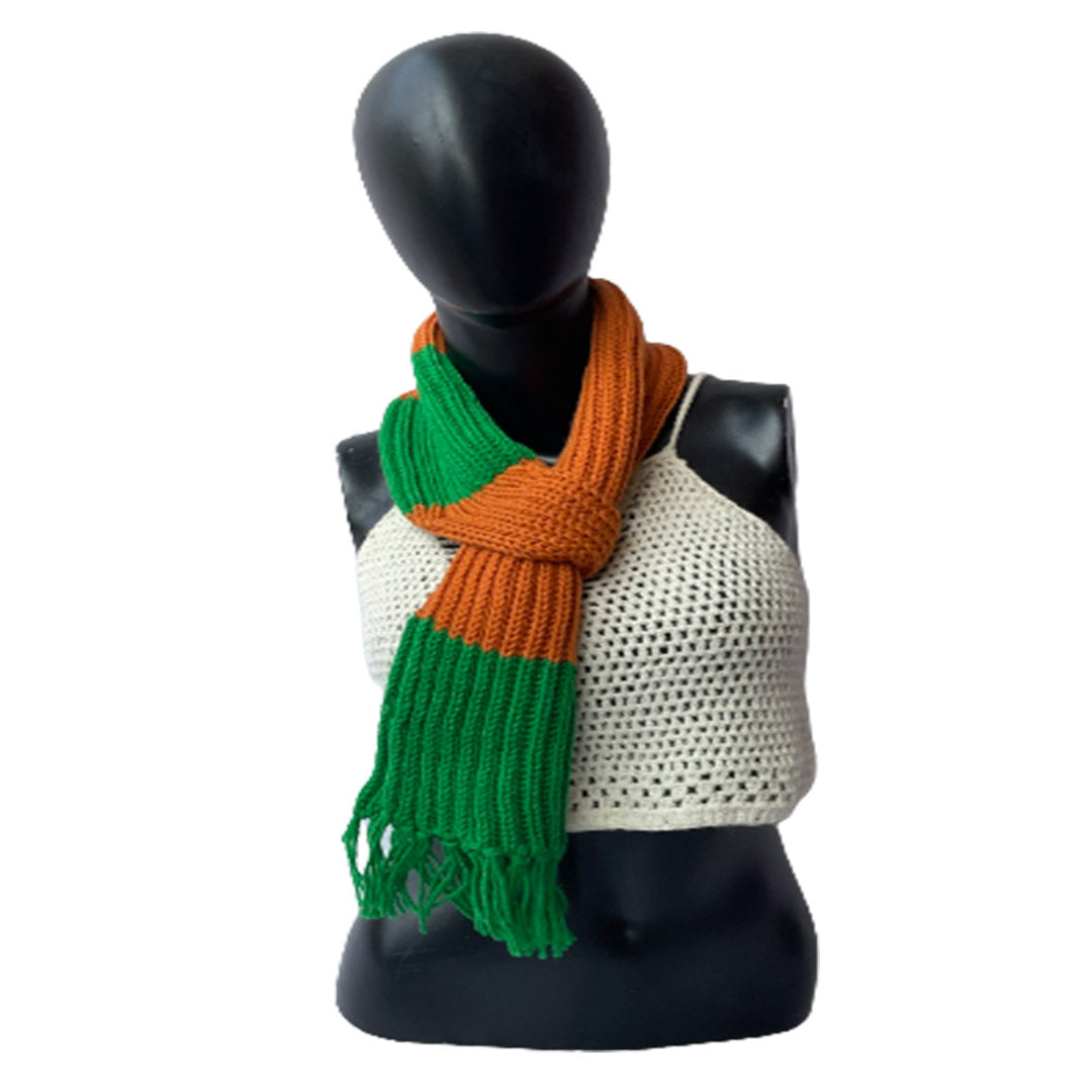 Mufflers & Neck Warmer |Tomato Cream  & Green Scarf| 100% Premium Wool | For Women
