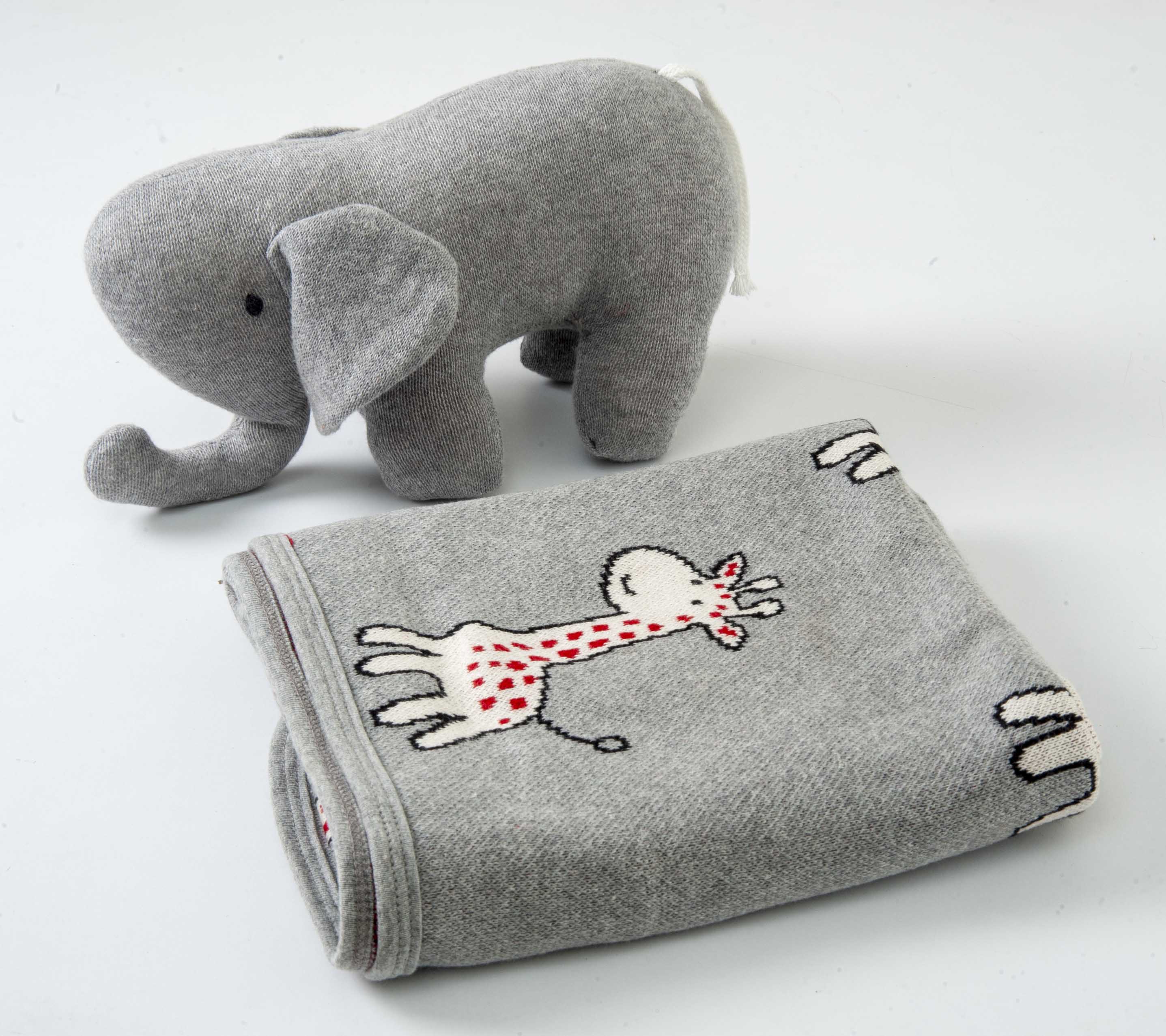 Gift Set of 2 (Blanket with Elephant) | 100% Organic Cotton