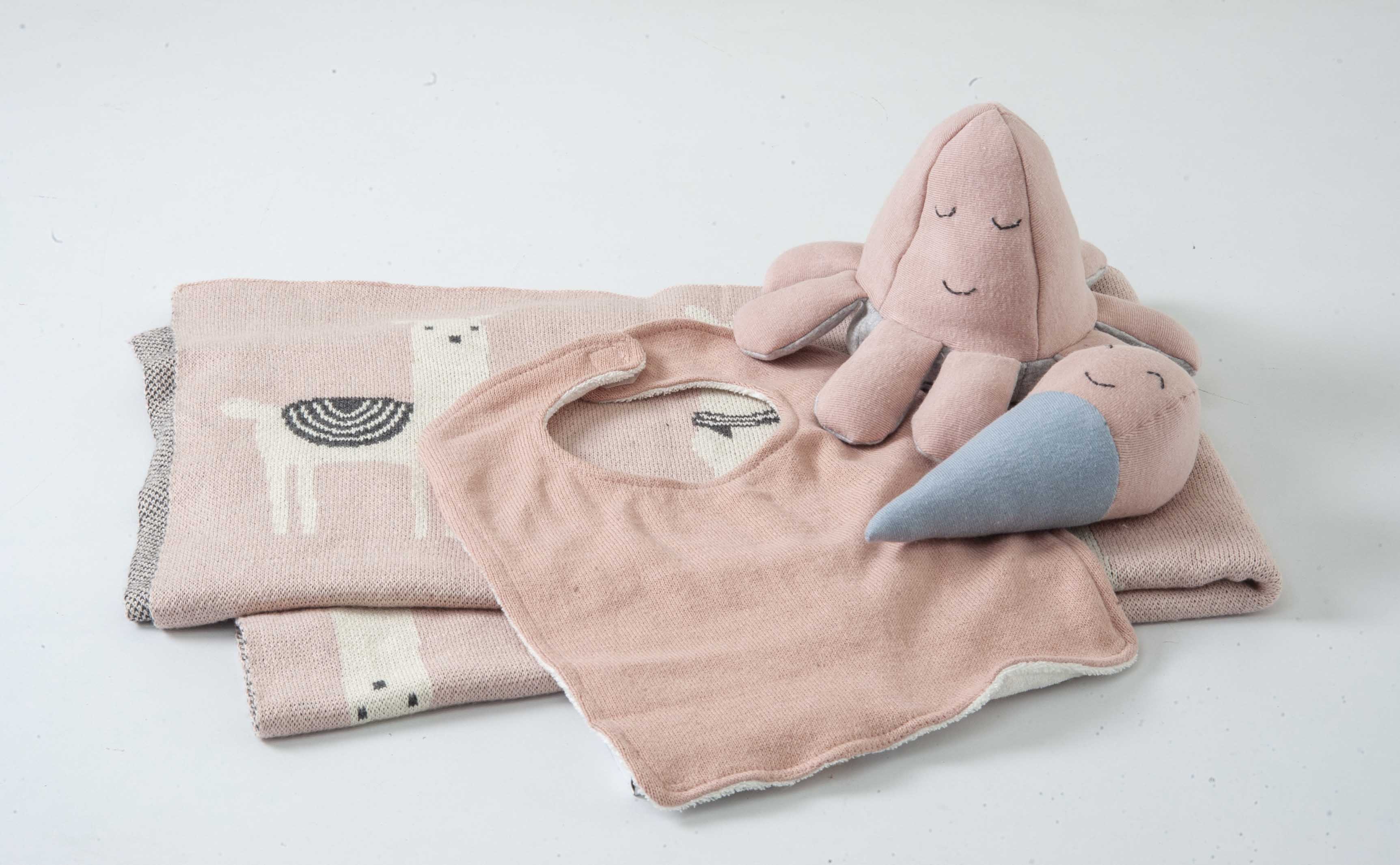 Gift Set of 4 (Blanket with Muslin Bib, Octopus, Ice Cream) | 100% Organic Cotton