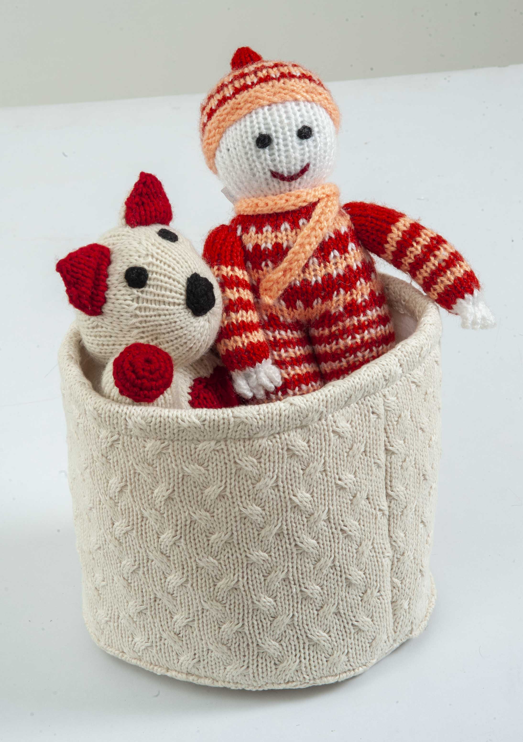 Gift Set of 3 (Basket, Doll, Panda Bear) | 100% Organic Wool