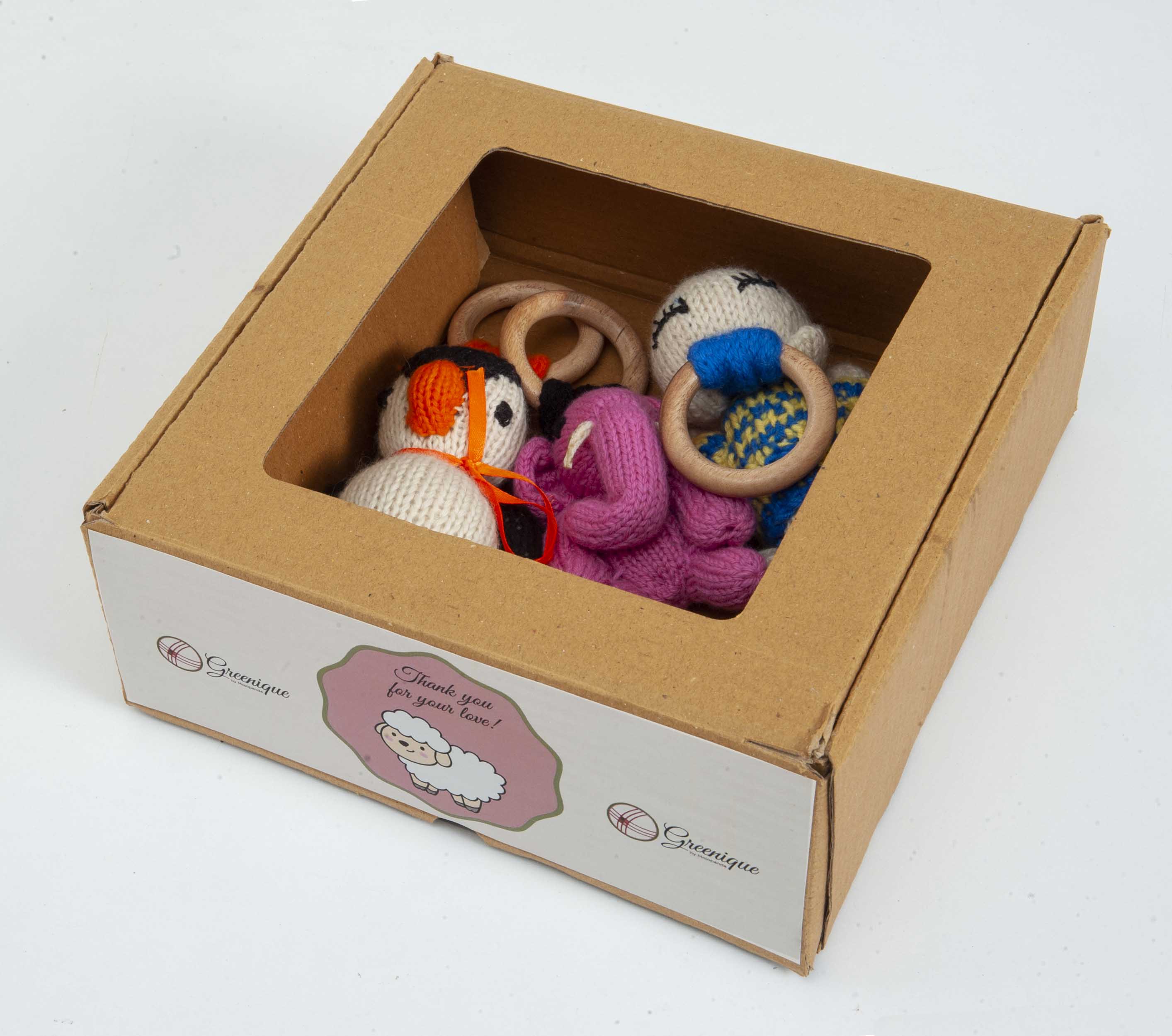 Gift Set of 3 (Penguin, Elephant & Baby Hippo) I 100% Wool