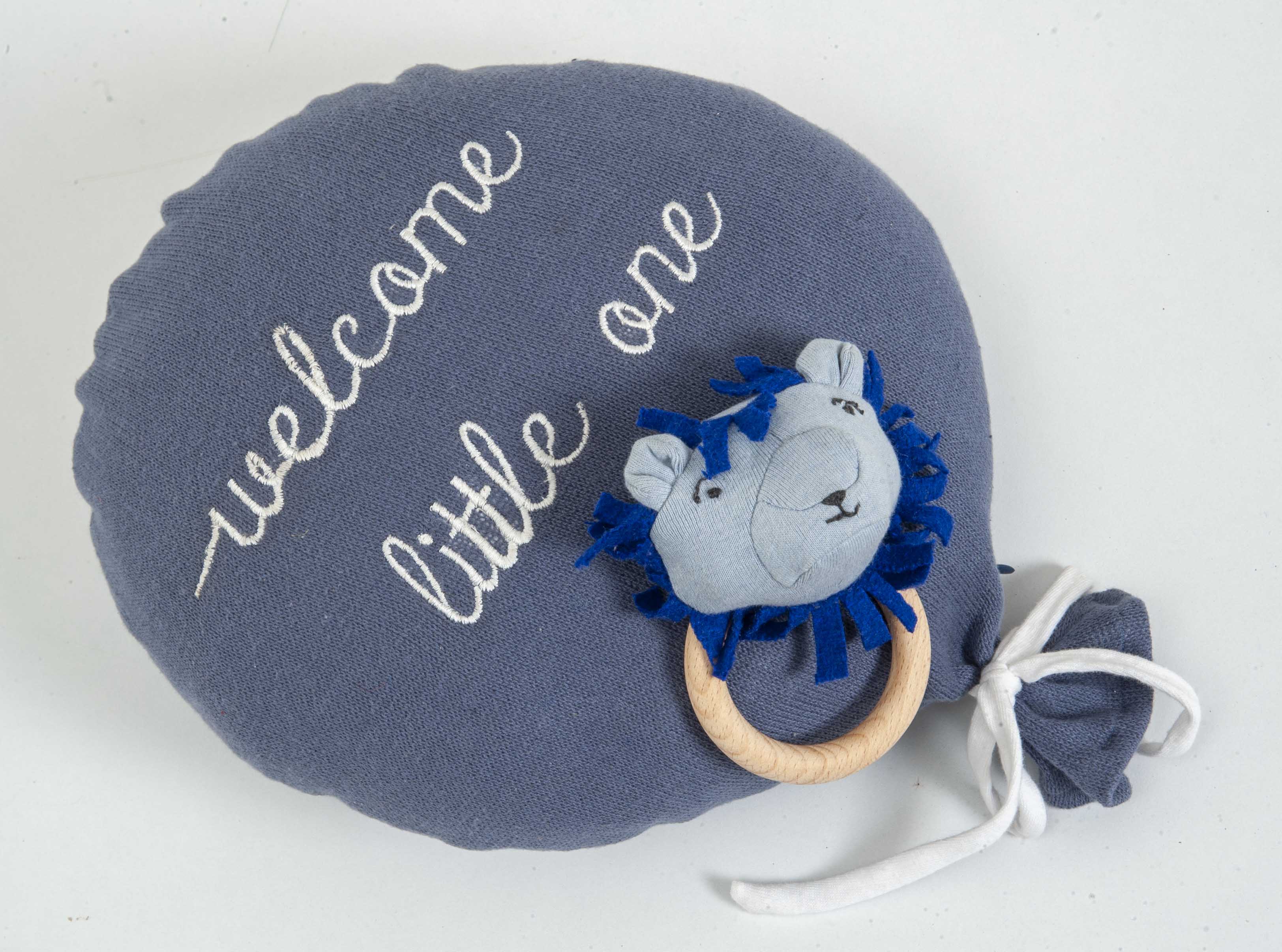 Gift Set of 2 (Cushion, Lion Rattle) | 100% Organic Cotton