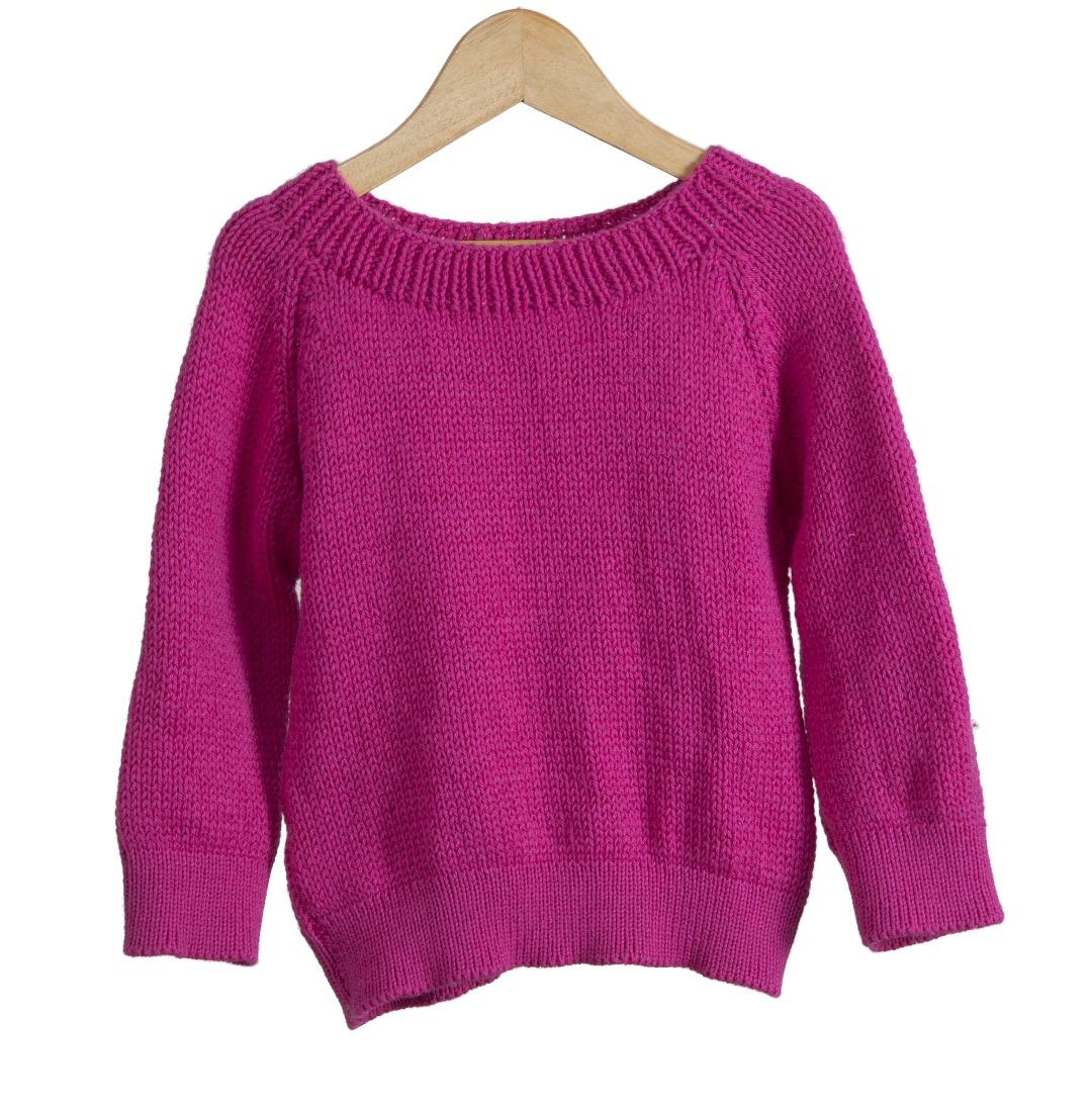 Organic Wool  |  Pullover  |  Fuchsia Fedora | Size- 5 years