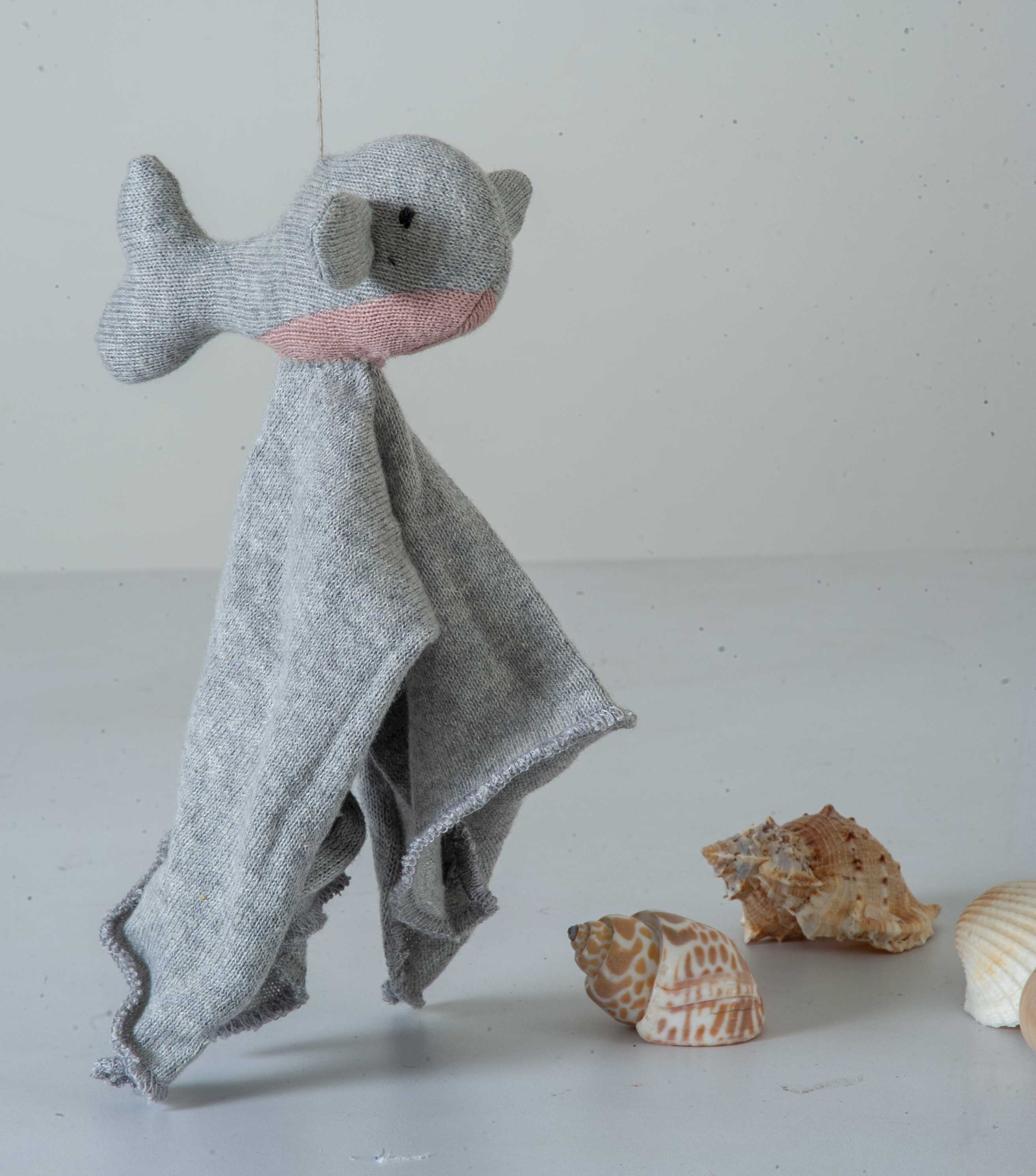 Dolphin Comforter Light Grey & Pink Stuffed Baby /Plush/Soft Toy  | 100% Organic cotton